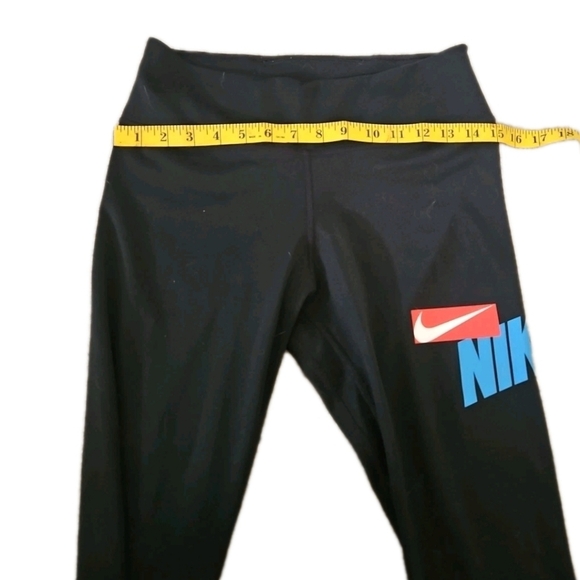 Nike One Womens Black Cropped Compression Workout Stretch Leggings With Logo M - Picture 10 of 12